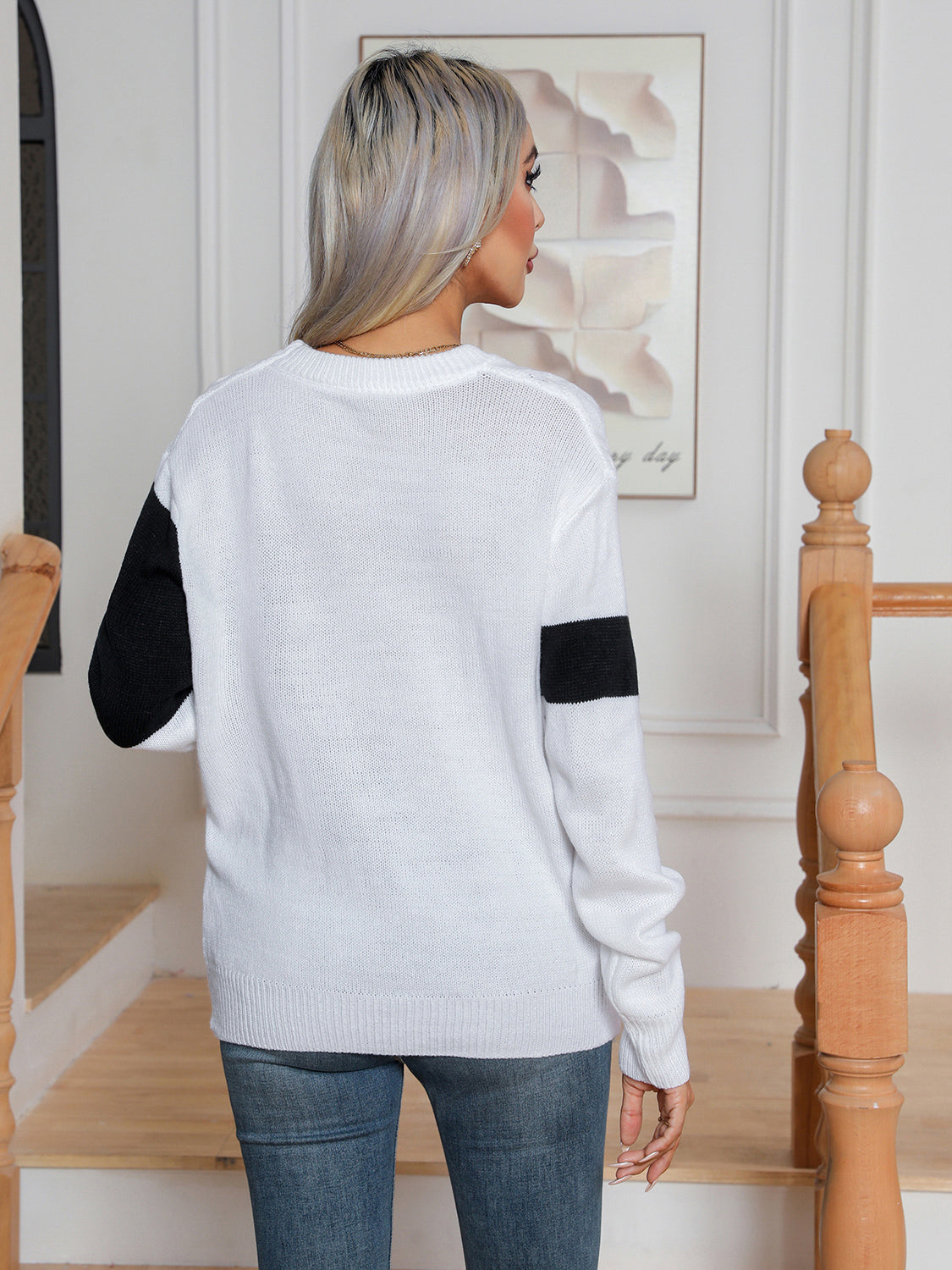 Color Block Cable-Knit Sweater