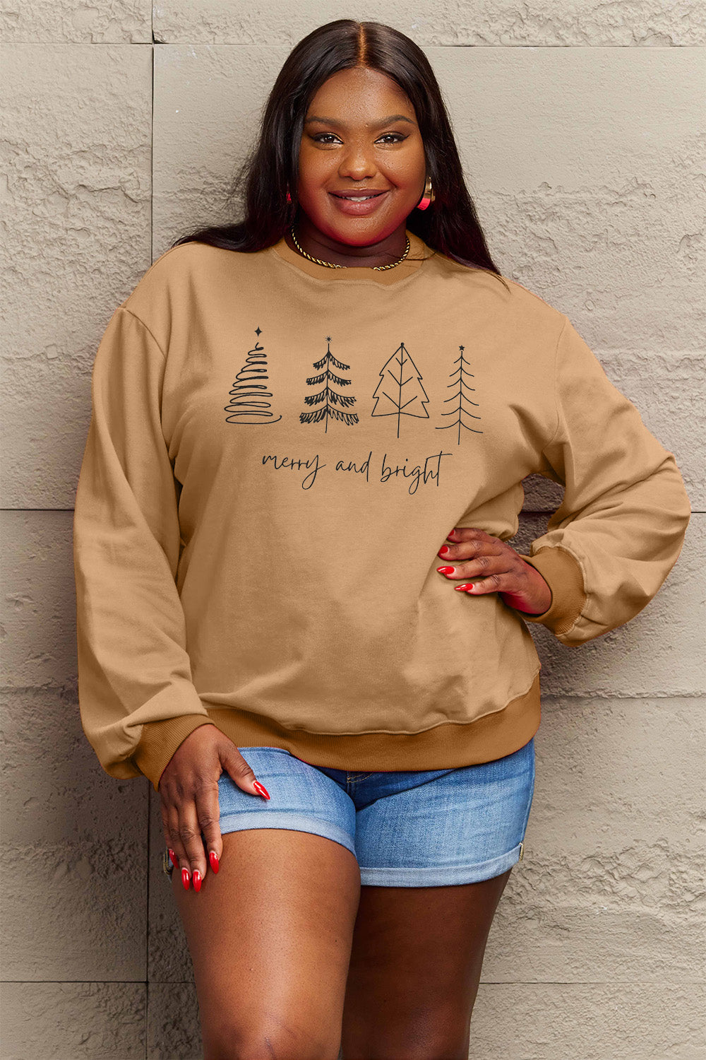 MERRY AND BRIGHT Graphic Sweatshirt -