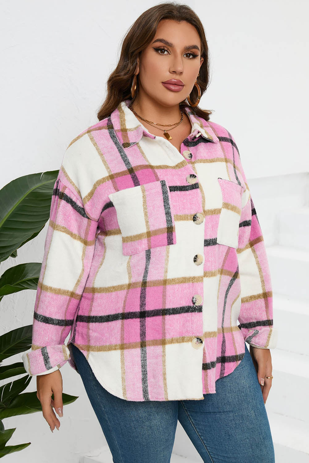 Weekend Getaway Plaid Jacket -Light Mauve
