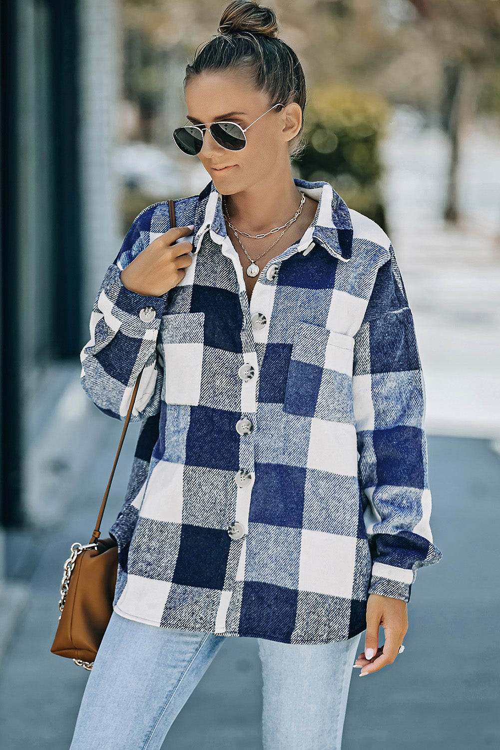 Weekend Getaway Plaid Jacket -Light Mauve
