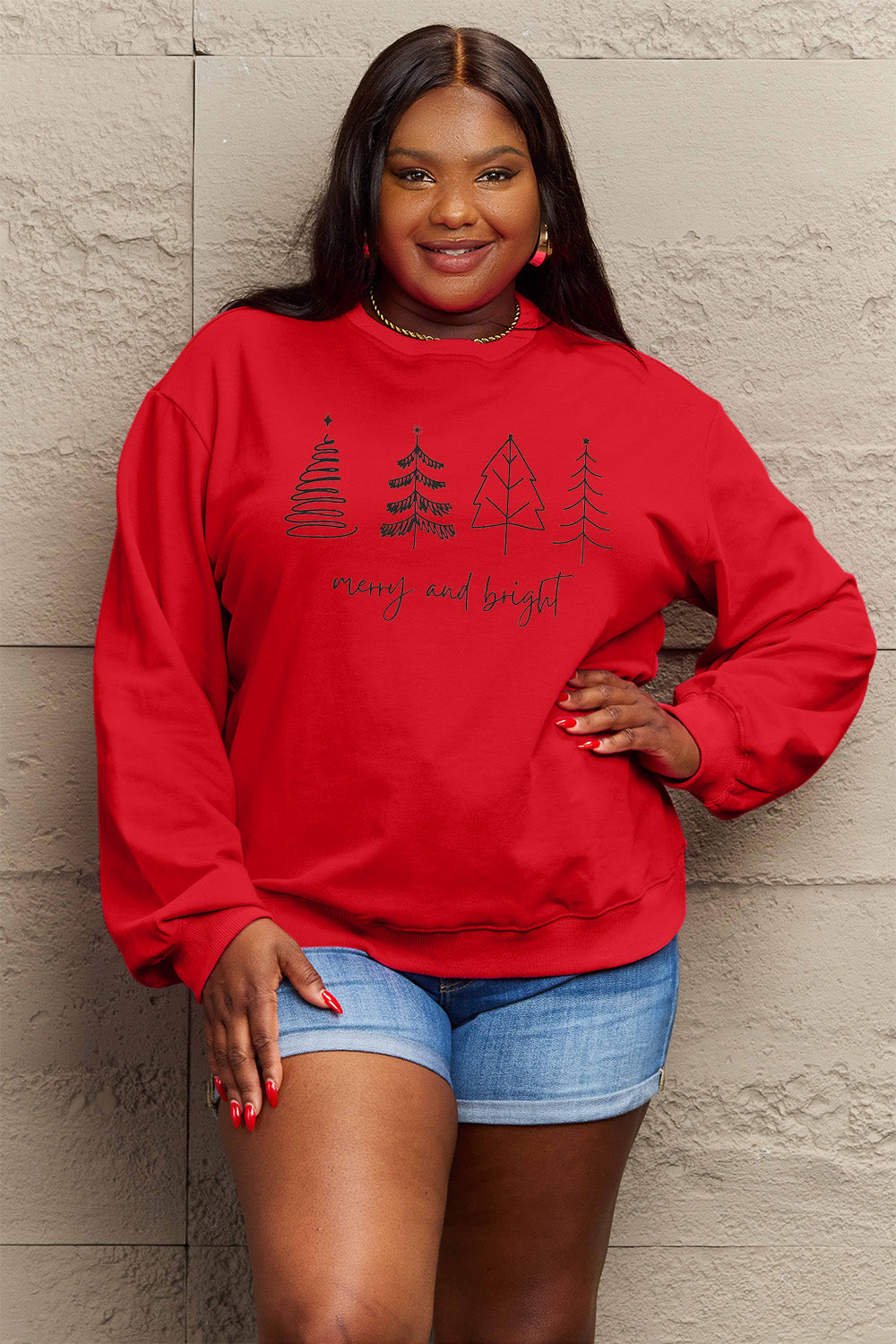 MERRY AND BRIGHT Graphic Sweatshirt -
