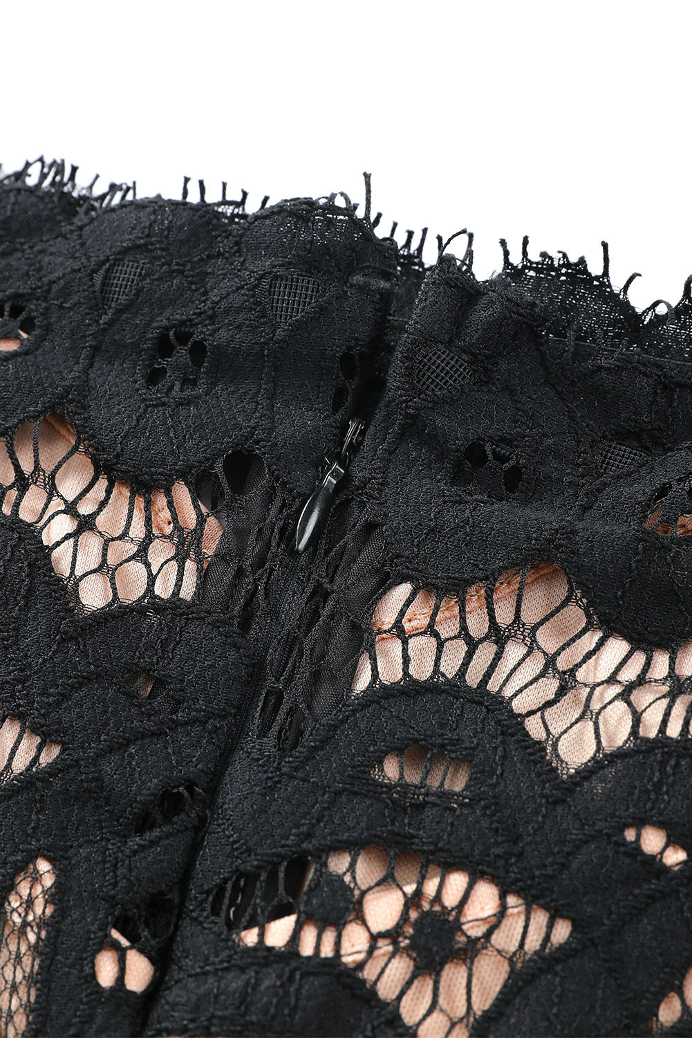"Check Plz" Off-Shoulder Lace Dress -Black