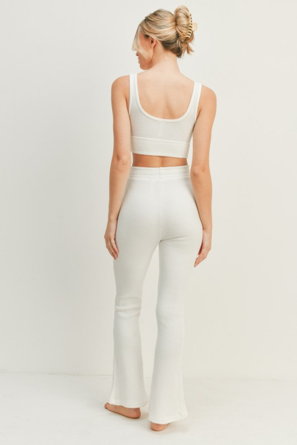 Kimberly C High Waist Flare Pants Set -White