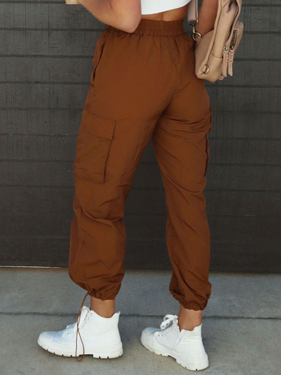 High Waist Joggers Pants -Chestnut