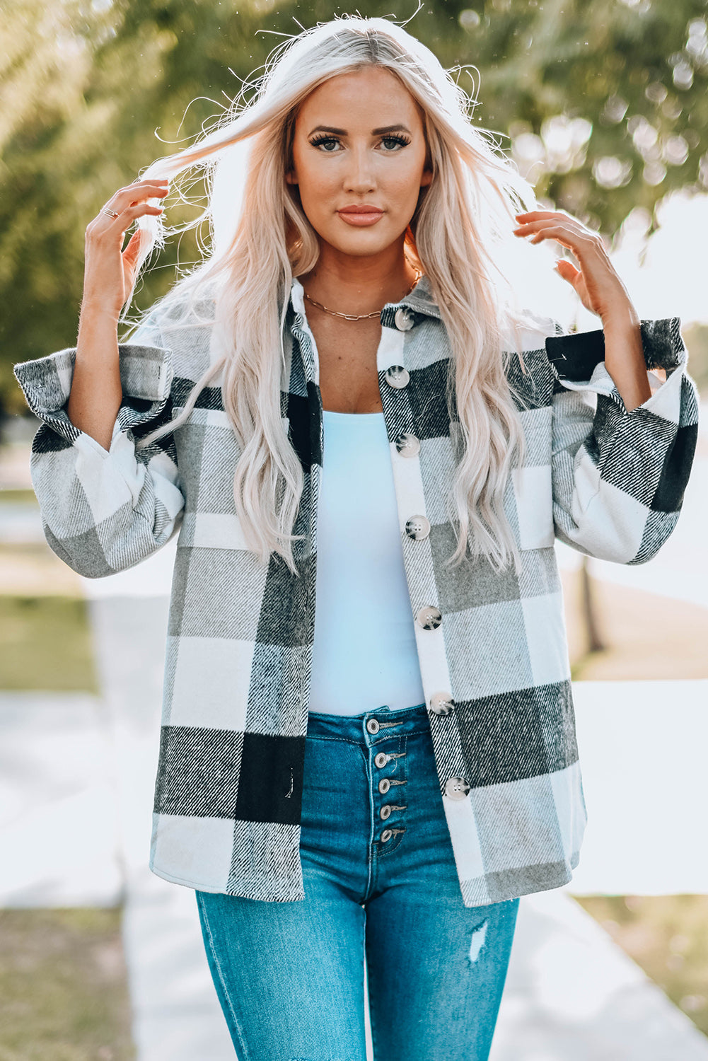 Weekend Getaway Plaid Jacket -Light Mauve