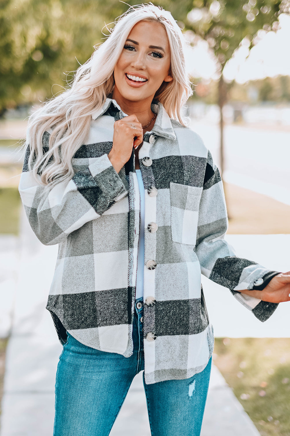 Weekend Getaway Plaid Jacket -Light Mauve