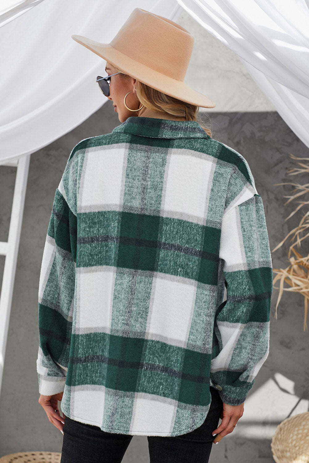 Weekend Getaway Plaid Jacket -Light Mauve