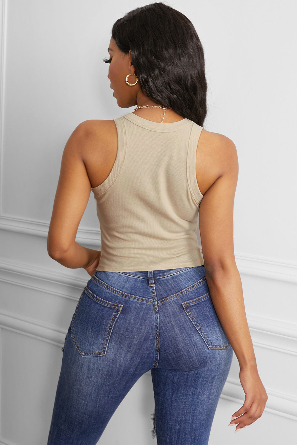 Rane' Racerback Tank -Beige