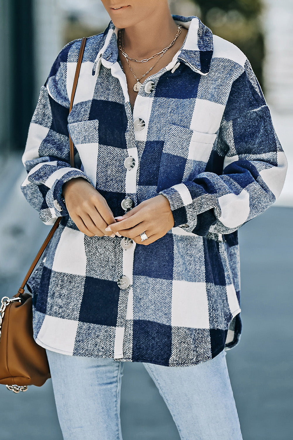 Weekend Getaway Plaid Jacket -Light Mauve
