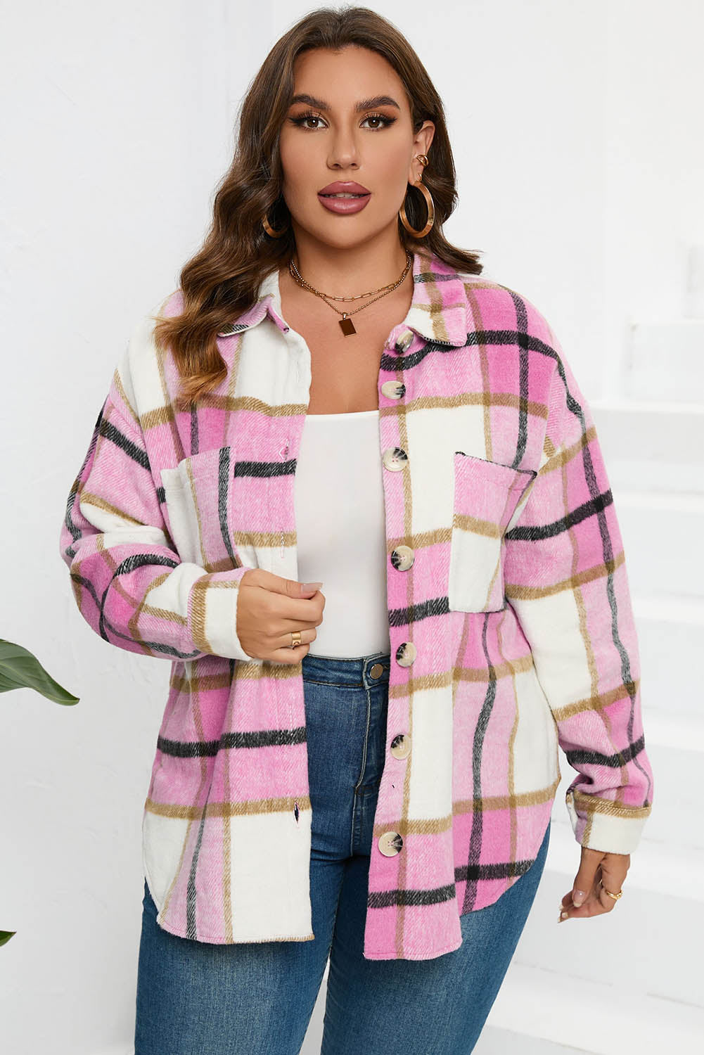 Weekend Getaway Plaid Jacket -Light Mauve