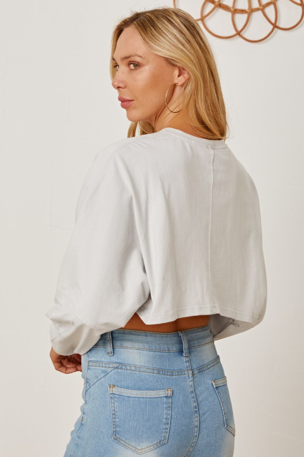 We Hike Crop Sweatshirt -Light Grey