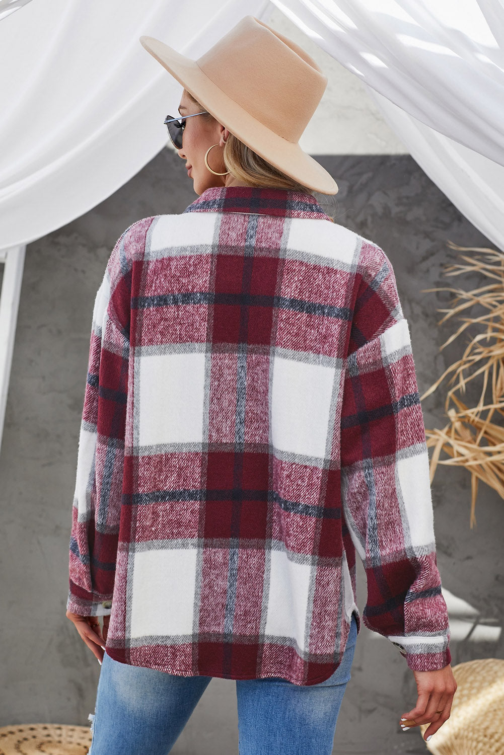 Weekend Getaway Plaid Jacket -Light Mauve