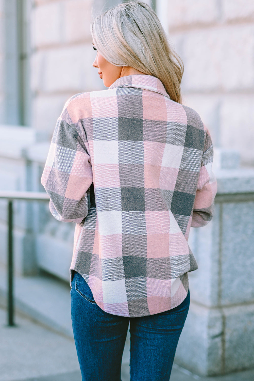Weekend Getaway Plaid Jacket -Light Mauve
