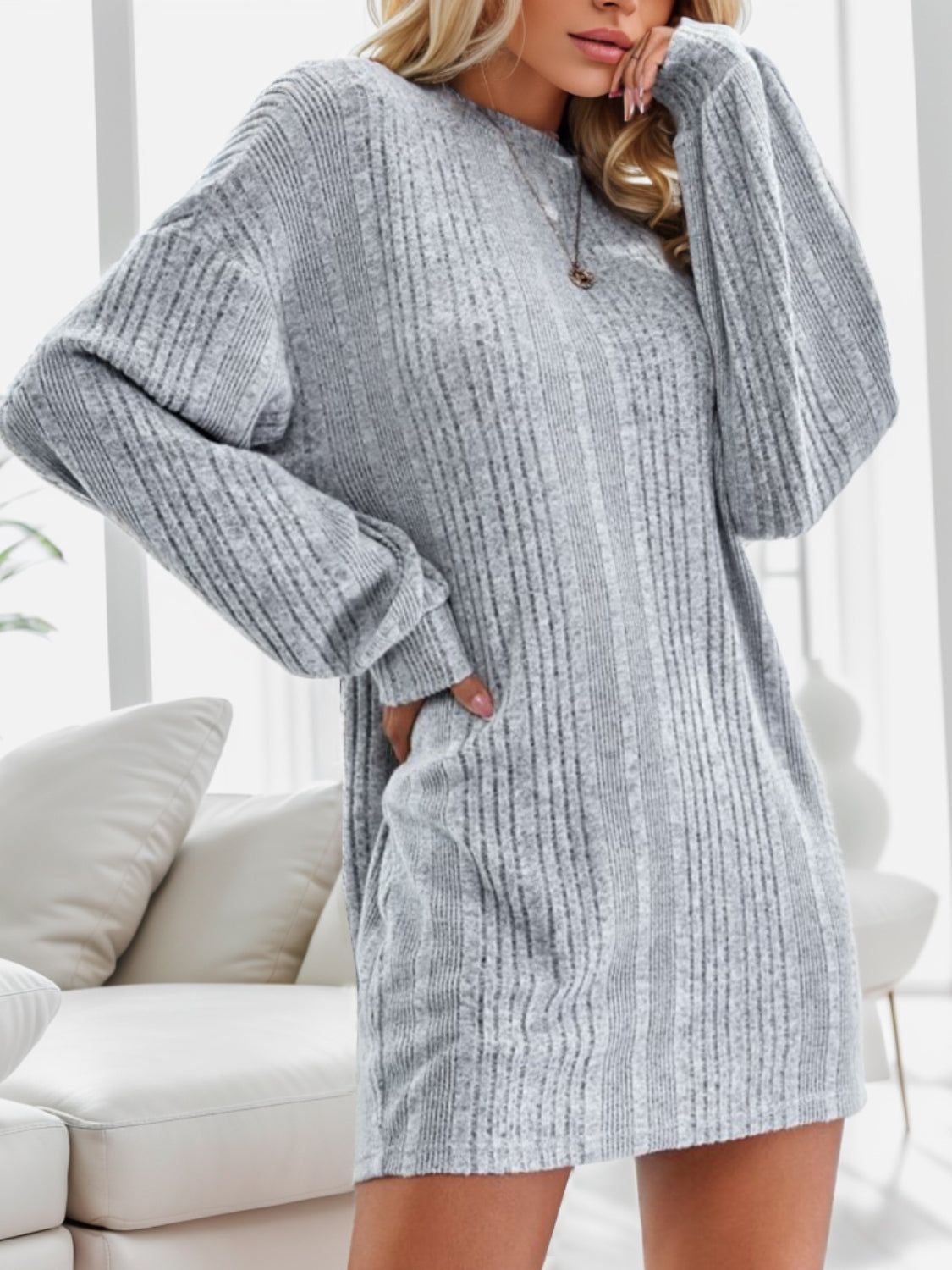 Live Love Lounge Sweater Dress -Grey
